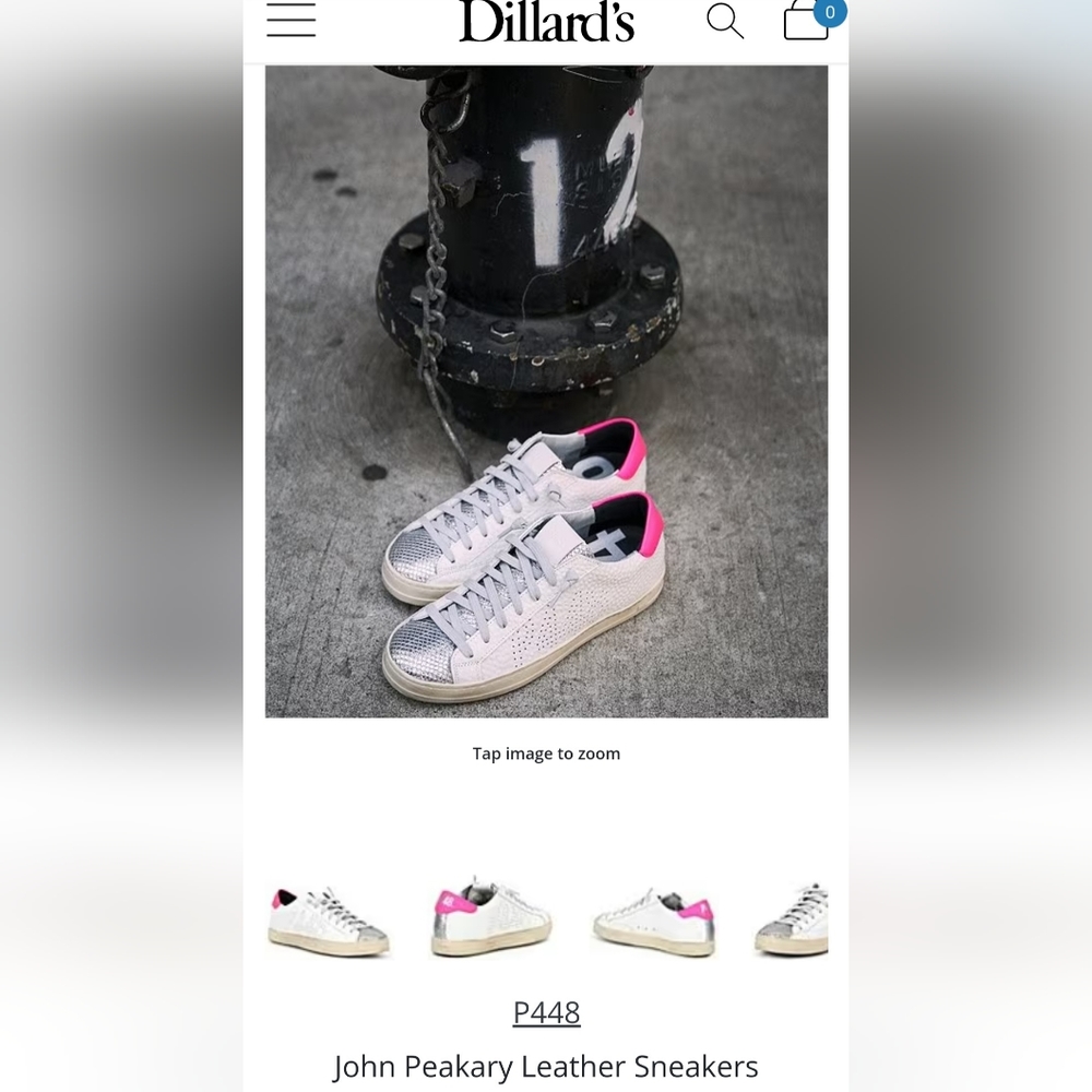 NWOT-❤️-P448-Ladies John Peakary Leather Sneakers-Sold at Dillards - Picture 5 of 16